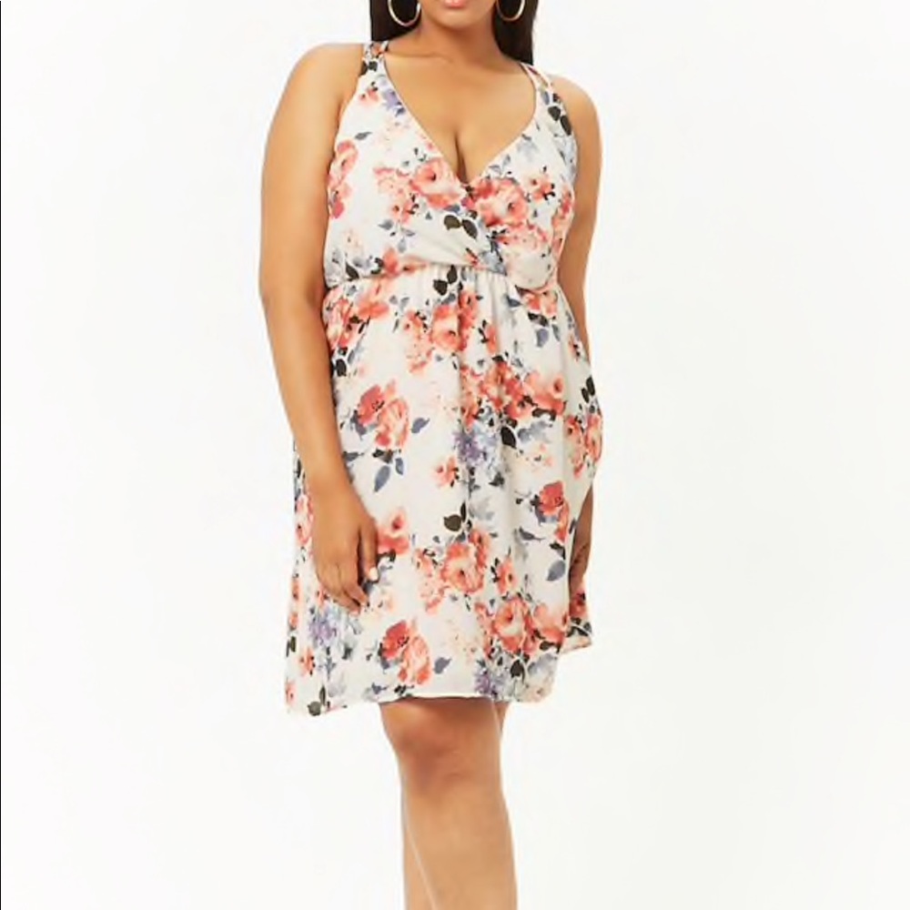 Chiffon floral surplice mini dress